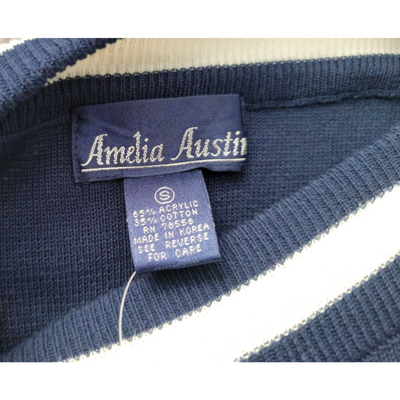 Amelia Austin Women's SZ Small VTG Sailor Fish Sea Navy Embroidered Knit Sweater - Picture 5 of 10